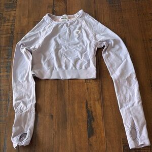 Gymshark White Long Sleeve Fitted Crop Top